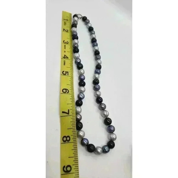 Vintage Necklace Genuine Pearl Gray & Black Baroque Freshwater Pearls Choker - Picture 4 of 9